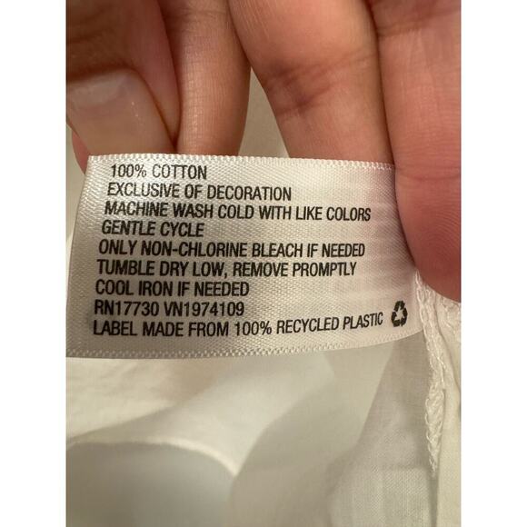 Universal Thread Medium White Cotton Peasant Top Boxy Oversized Fit - Picture 5 of 5